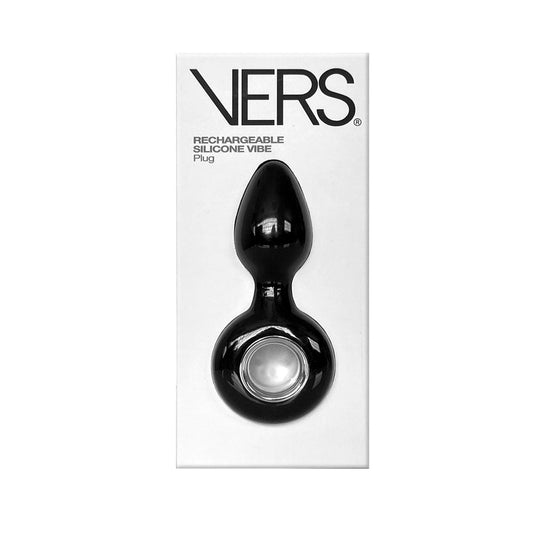VERS Rechargeable Silicone Plug Vibe - Black 12.5 cm USB Rechargeable Vibrating Butt Plug C1 Releasing
