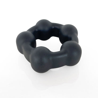 VERS Liquid Silicone Steel Motion C-Ring - Black Cock Ring with Steel Motion Balls C1 Releasing