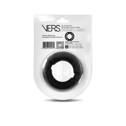 VERS Liquid Silicone Weighted Steel Core C-Ring - Black Cock Ring with Steel Core C1 Releasing