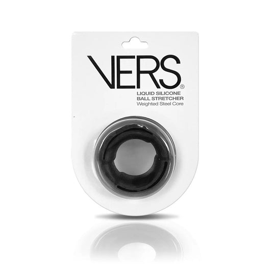 VERS Liquid Silicone Weight Steel Core Ball Stretcher - Black Ball Stretcher Ring with Steel Core C1 Releasing