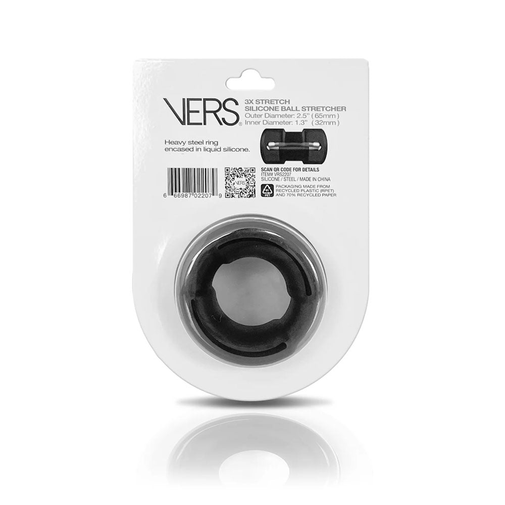VERS Liquid Silicone Weight Steel Core Ball Stretcher - Black Ball Stretcher Ring with Steel Core C1 Releasing