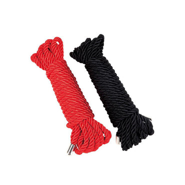 WhipSmart Heartbreaker 2 Pack Satin BDSM Rope - Black & Red Ropes - Set of 2 WhipSmart