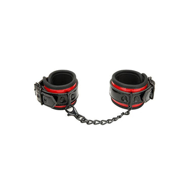 WhipSmart Heartbreaker Deluxe Buckle Love Cuffs - Black/Red Restraints WhipSmart