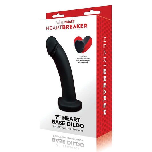 WhipSmart Heartbreaker 7'' Heart Base Dildo - Black 17.8 cm Dong with Heart Shaped Base WhipSmart