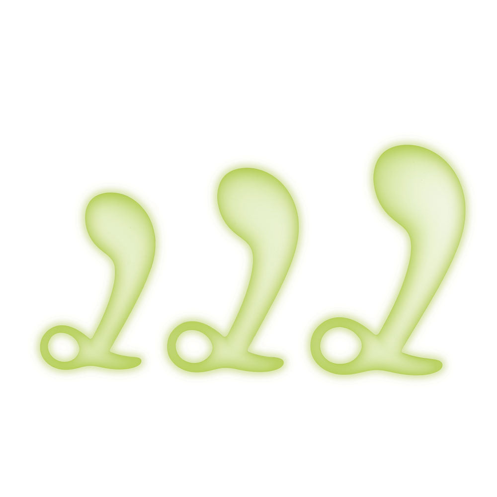 WhipSmart Glow In The Dark 3pc Prostate Training Kit - Glow In Dark Prostate Massagers - Set of 3 Sizes WhipSmart