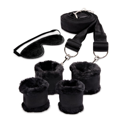 WhipSmart Fuzzy Bedroom Bondage Kit - Black Under The Bed Restraint Set WhipSmart
