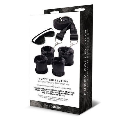 WhipSmart Fuzzy Bedroom Bondage Kit - Black Under The Bed Restraint Set WhipSmart