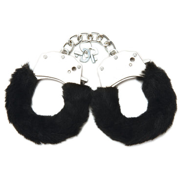 WhipSmart Classic Furry Cuffs - Black - Black Furry Restraints with Bonus Eye Mask WhipSmart