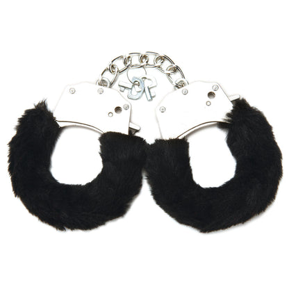 WhipSmart Classic Furry Cuffs - Black - Black Furry Restraints with Bonus Eye Mask WhipSmart