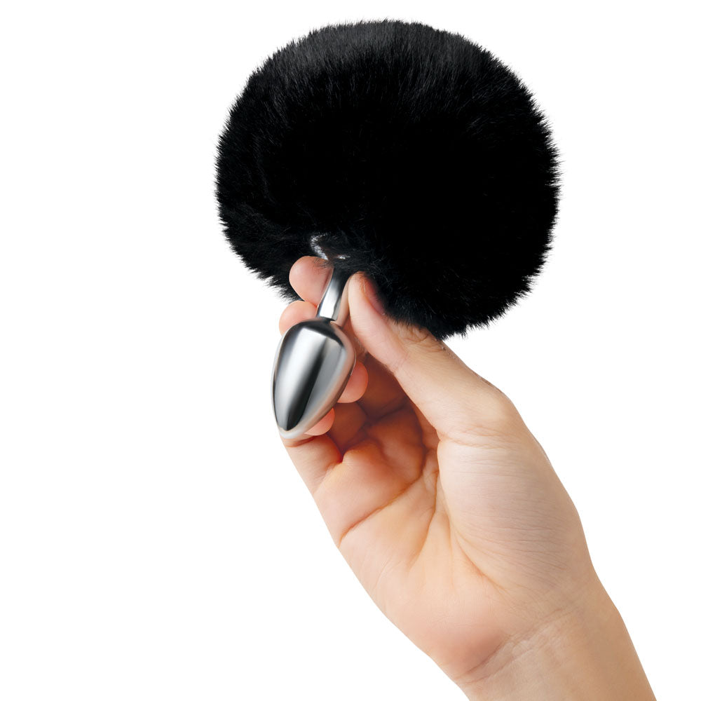 WhipSmart Furry Tales Black Bunny Tail - Metal 6.3 cm Butt Plug with Black Bunny Tail WhipSmart