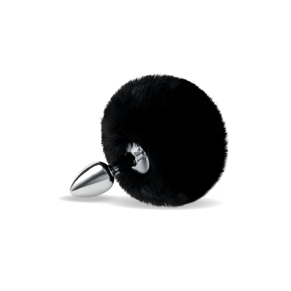 WhipSmart Furry Tales Black Bunny Tail - Metal 6.3 cm Butt Plug with Black Bunny Tail WhipSmart