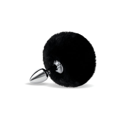 WhipSmart Furry Tales Black Bunny Tail - Metal 6.3 cm Butt Plug with Black Bunny Tail WhipSmart