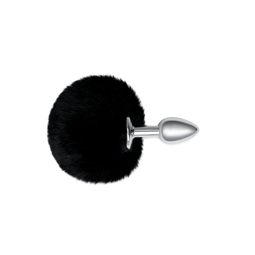 WhipSmart Furry Tales Black Bunny Tail - Metal 6.3 cm Butt Plug with Black Bunny Tail WhipSmart