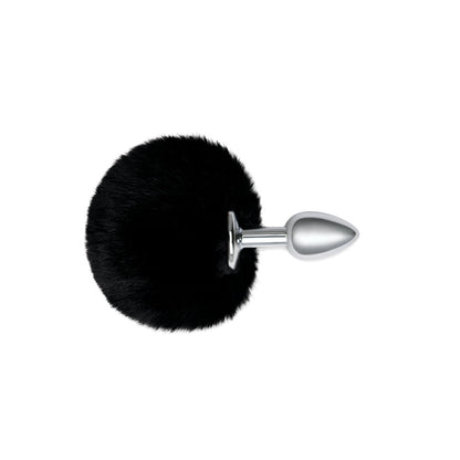 WhipSmart Furry Tales Black Bunny Tail - Metal 6.3 cm Butt Plug with Black Bunny Tail WhipSmart