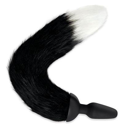 WhipSmart Furry Tales Silicone Foxtail Rechargeable Butt Plug - Black 9.5 cm Vibrating Butt Plug with Black Fox Tail & Remote Control WhipSmart