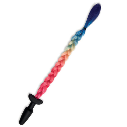 WhipSmart Furry Tales Silicone Rainbow Tail - Black 8.9 cm Butt Plug with Rainbow Tail WhipSmart