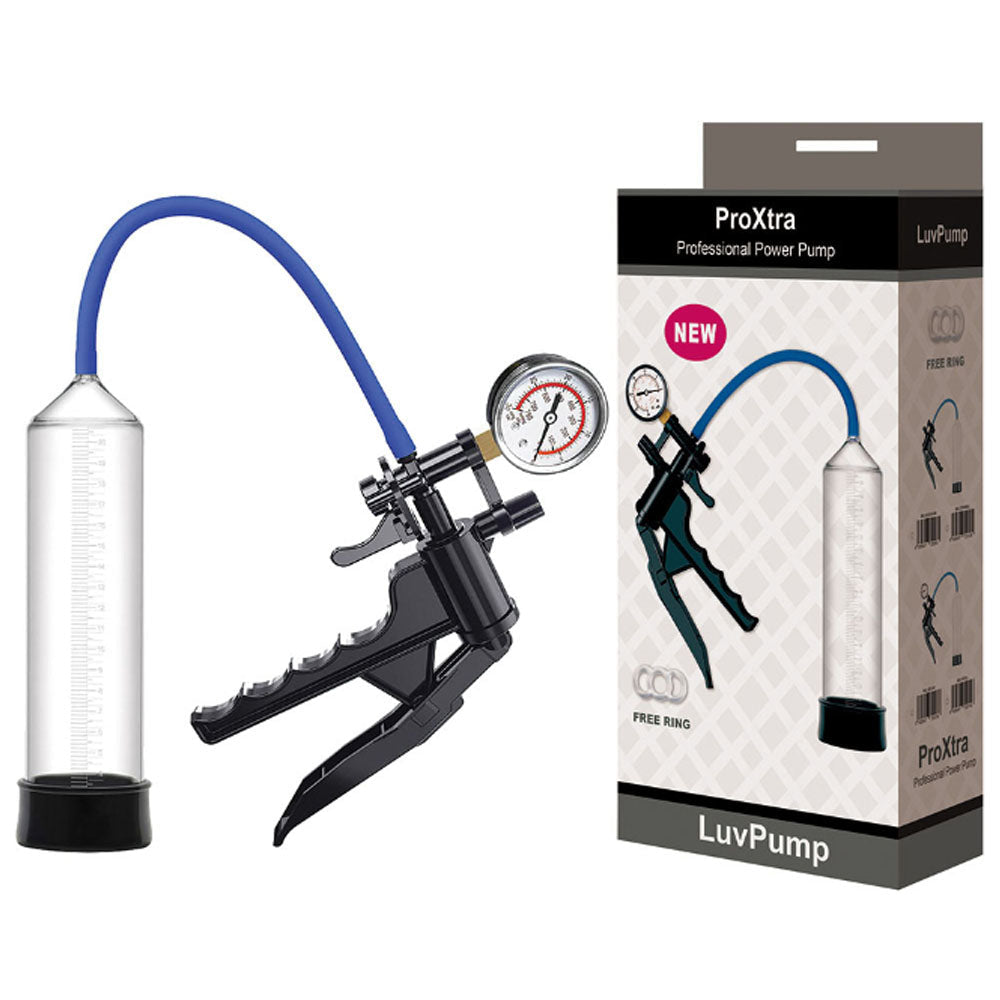 LuvPump ProXtra Professional Gauge Power Pump - Clear Penis Pump with Pressure Gauge LuvPump