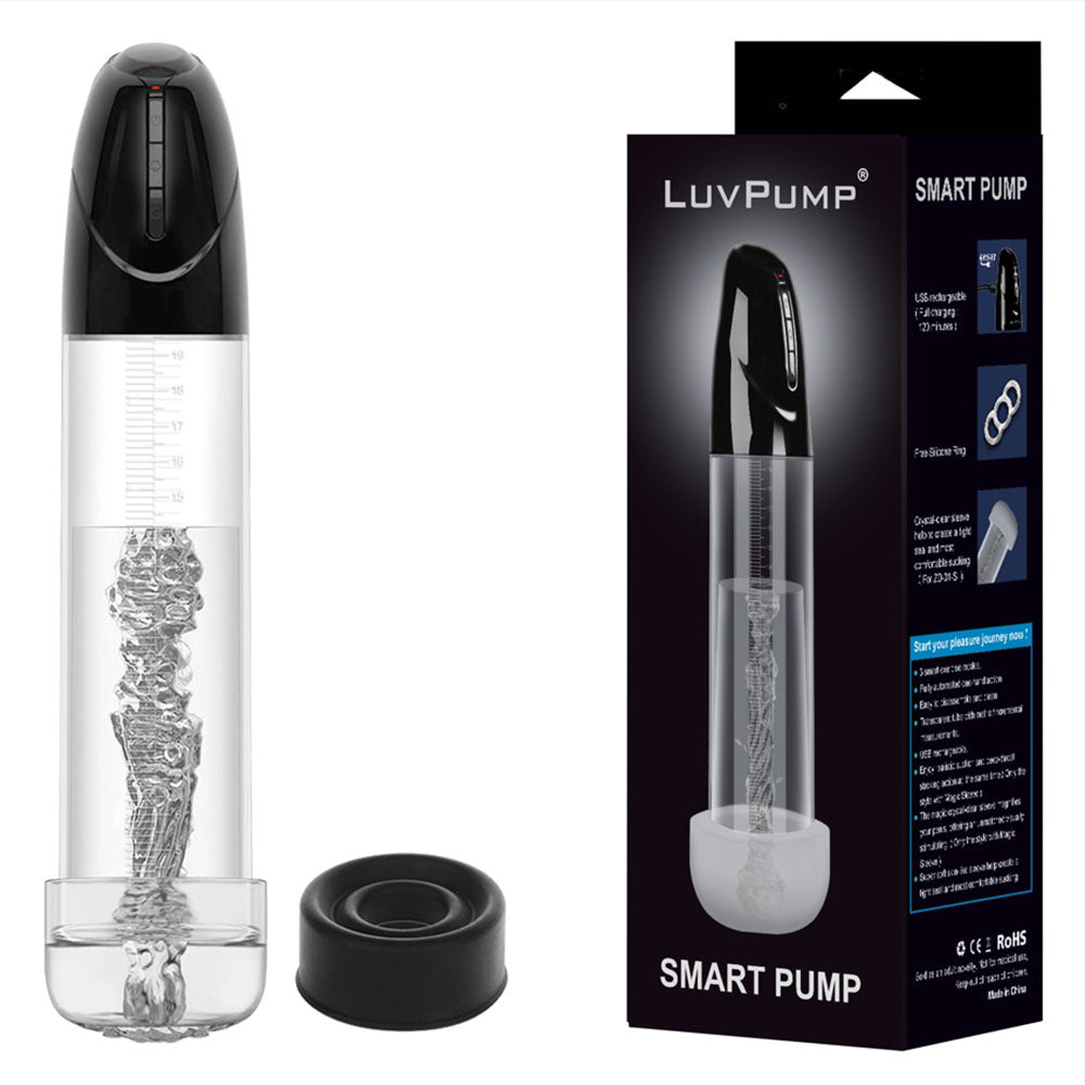 LuvPump Smart Penis Pump - Clear USB Rechargeable 2-in-1 Automatic Penis Pump LuvPump