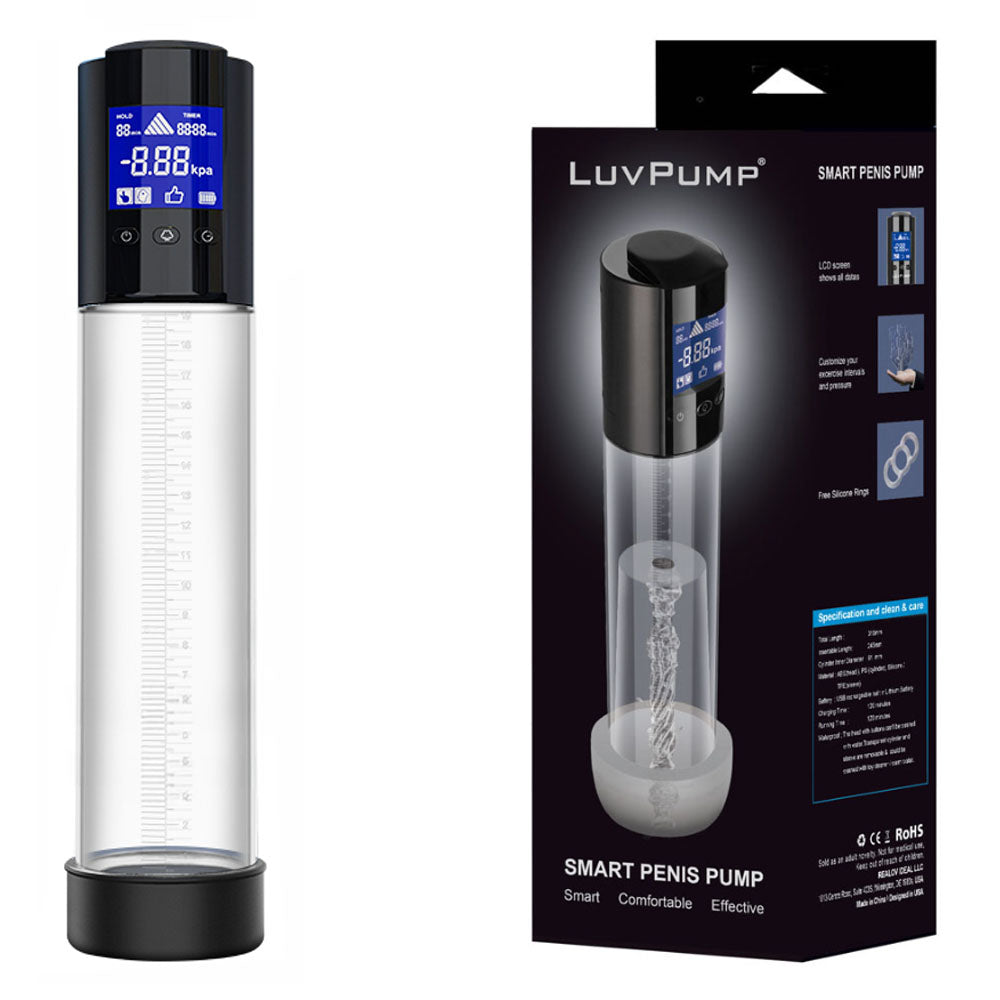 LuvPump Smart Penis Pump - Clear USB Rechargeable Automatic Penis Pump LuvPump