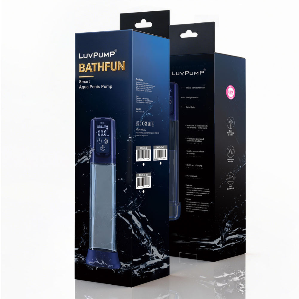 LuvPump Bathfun Smart Aqua Penis Pump - Blue USB-C Rechargeable Waterproof Automatic Penis Pump LuvPump
