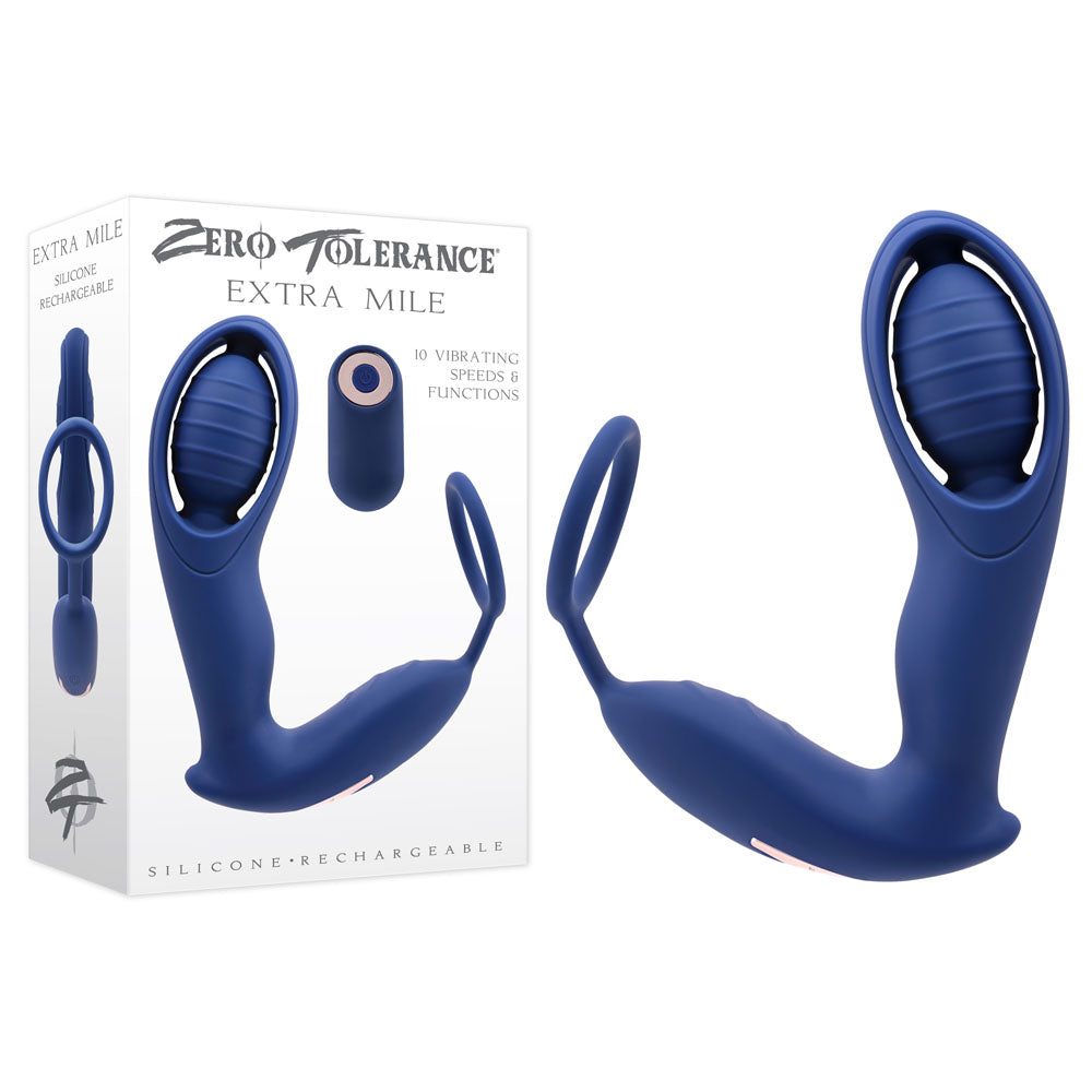 Zero Tolerance EXTRA MILE - Blue USB Rechargeable Vibrating Prostate Massager Zero Tolerance