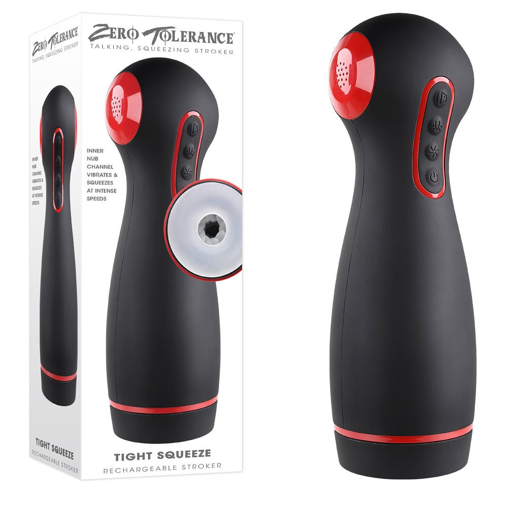 Zero Tolerance TIGHT SQUEEZE - USB Rechargeable Vibrating, Squeezing & Talking Stroker Zero Tolerance
