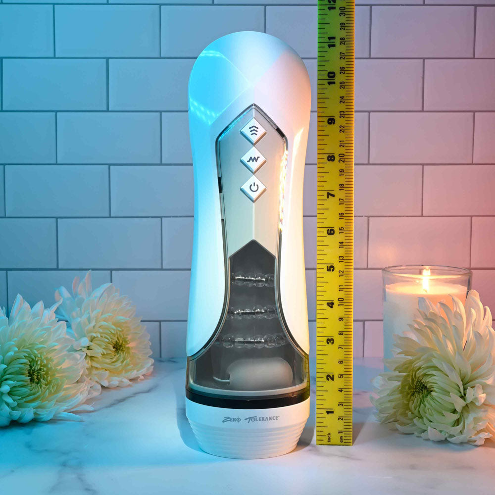 Zero Tolerance STROKING BUDDY - White USB Rechargeable Vibrating & Thrusting Stroker Zero Tolerance