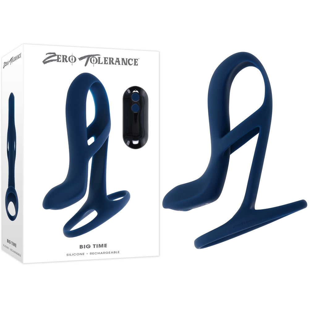 Zero Tolerance BIG TIME - Navy Blue USB Rechargeable Vibrating Penis Sleeve with Wireless Remote Zero Tolerance