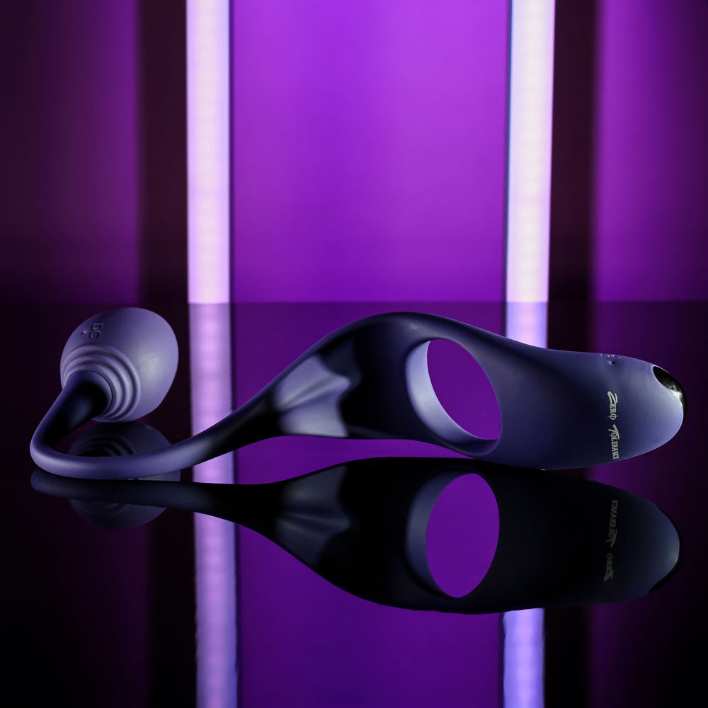 Zero Tolerance TIP TO TAIL - Blue USB Rechargeable Vibrating Butt Plug with Vibrating Cock Ring Zero Tolerance