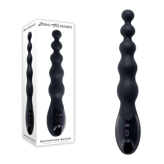 Zero Tolerance BACKDOOR BATON - Black 24 cm USB Rechargeable Vibrating Anal Beads Black - Club X