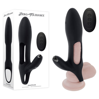 Zero Tolerance NAUTILUS - Black USB Rechargeable Vibrating Penis Extender Sleeve Zero Tolerance