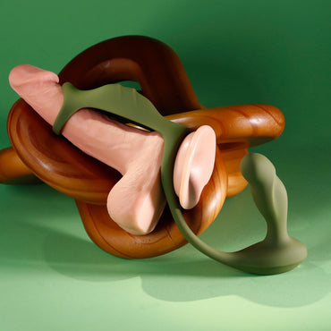 Zero Tolerance PROSTATE POWER PACK - Green USB Rechargeable Vibrating Prostate Massager with Cock Ring Harness Zero Tolerance