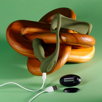 Zero Tolerance PROSTATE POWER PACK - Green USB Rechargeable Vibrating Prostate Massager with Cock Ring Harness Zero Tolerance