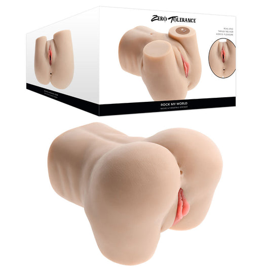 Zero Tolerance ROCK MY WORLD - Flesh USB Rechargeable Doggy Style Thrusting Mini Torso Masturbator Zero Tolerance
