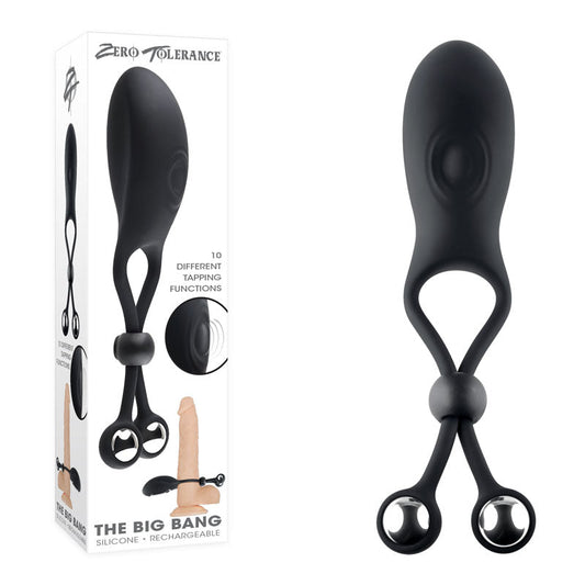 Zero Tolerance THE BIG BANG - Black USB Rechargeable Vibrating Lasso Cock Ring Black - Club X