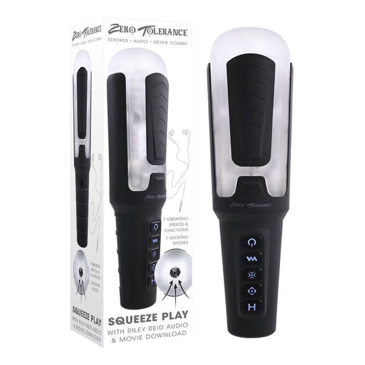 Zero Tolerance SQUEEZE PLAY WITH RILEY REID - USB Rechargeable Sucking & Vibrating Masturbator Clear - Club X