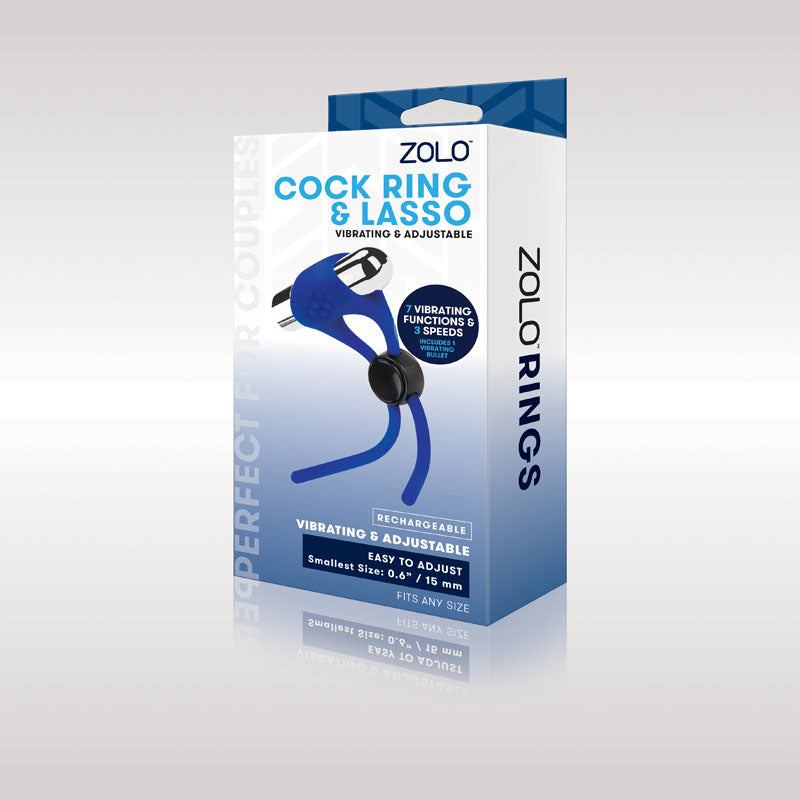 Zolo Rechargeable Cock Ring & Lasso - Blue USB Rechargeable Adjustable Cock Ring Zolo