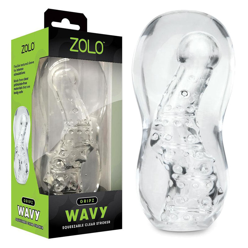 Zolo Gripz - Wavy - Clear Stroker Sleeve Zolo