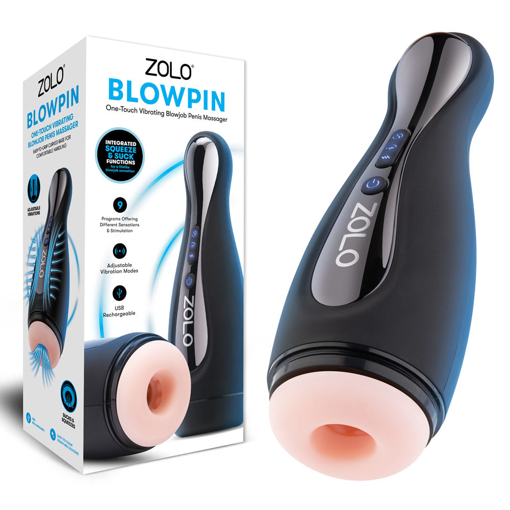 Zolo Blowpin - Flesh USB Rechargeable Auto Sucking and Vibrating Masturbator Zolo