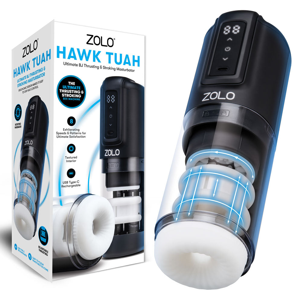 Zolo HAWK TUAH Ultimate BJ Stroker - USB Rechargeable Thrusting & Rotating Auto Stroker Zolo