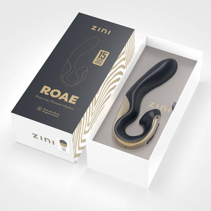 Zini Roae Special Edition - Black/Gold - Black/Gold 19.5 cm USB Rechargeable Vibrator Zini