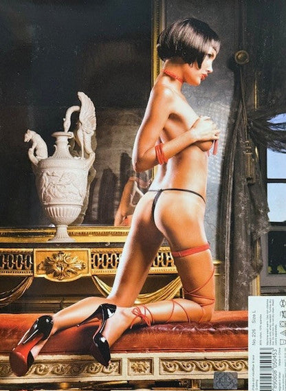 Baci Polka-Dot Microfibre & Lace G-String Black Large Baci