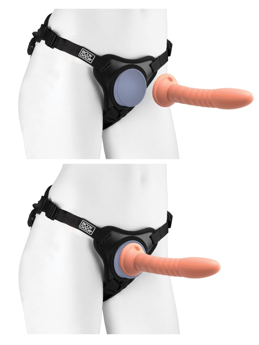 Dillio Body Dock SE demonstration showing a suction cup dildo attaching to the silicone docking plate