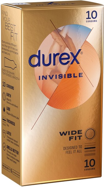 Durex Invisible - Wide Fit 10S Condoms  - Club X