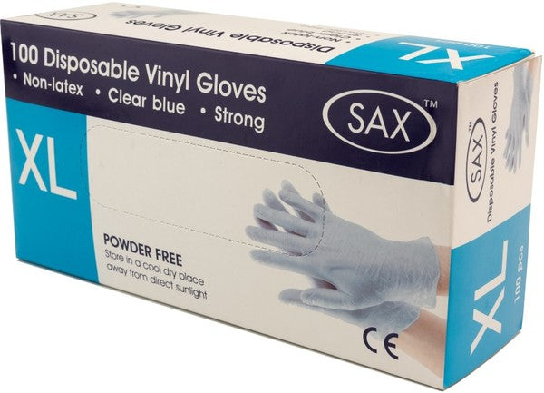 100 X Disposable Vinyl Gloves - Blue (Xl)  - Club X