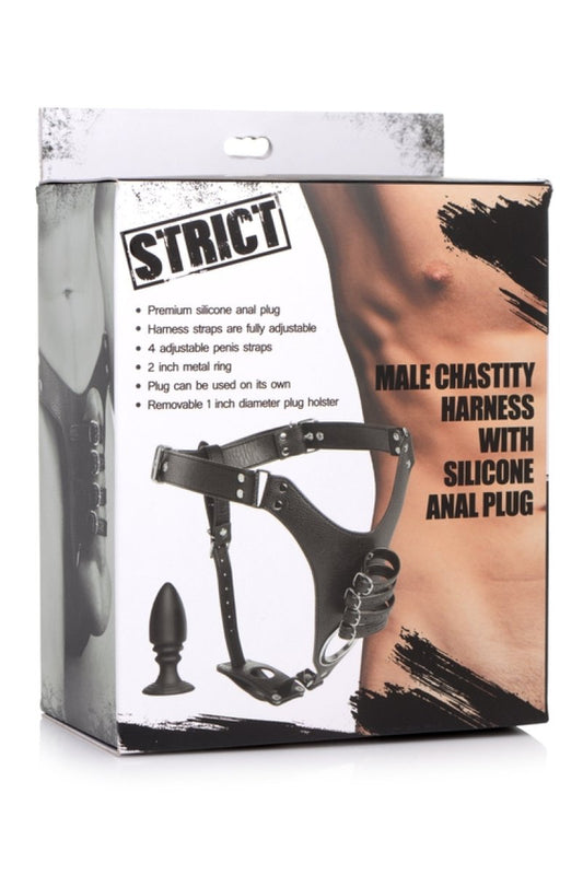 XR Brands Strict Male Chastity Harness with Silicone Anal Plug XR Brands