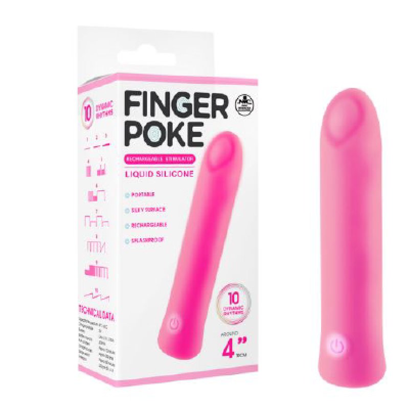 Finger Poke - Pink - Pink 10 cm USB Rechargeable Bullet