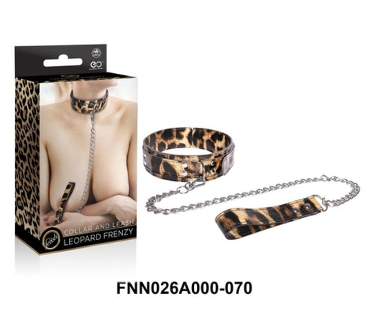 Leopard Frenzy collar and leash bondage set - ClubX Australia