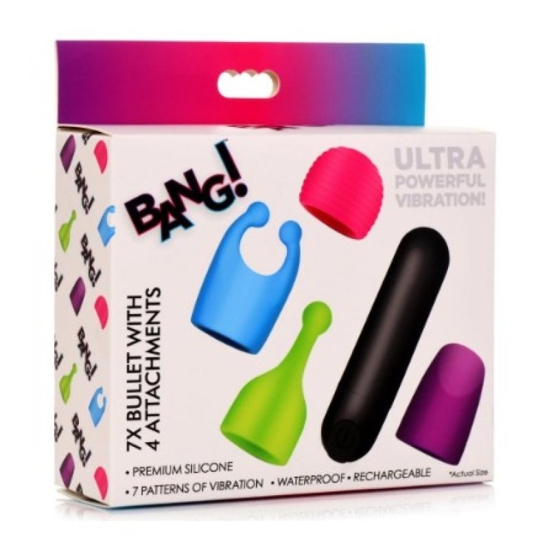 Bang! Rechargeable Bullet w/ 4 Attachments Kit XR Brands