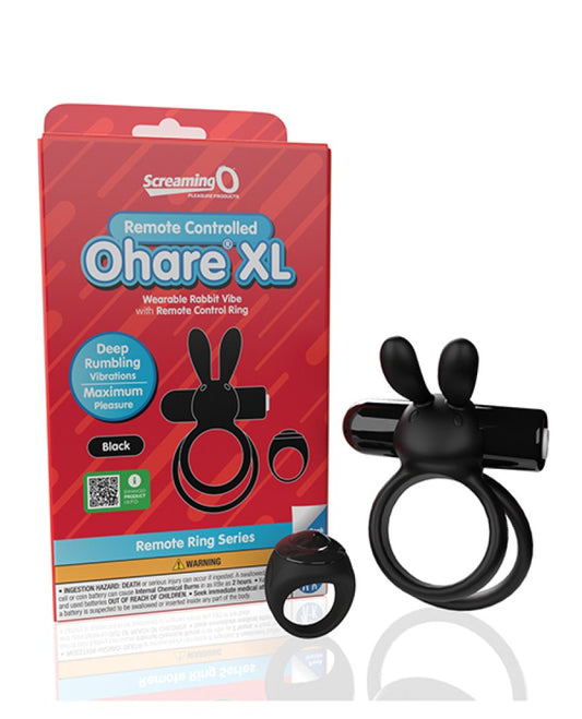 Screaming O Remote Controlled Ohare XL Vibrating Ring - Black Screaming O